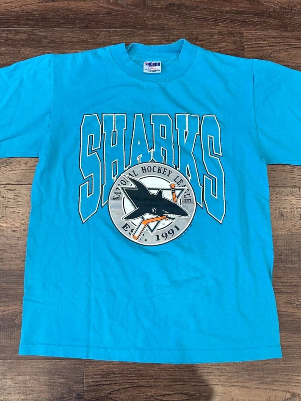 90s San Jose Sharks NHL Hockey T-Shirt Single Stitch Size L